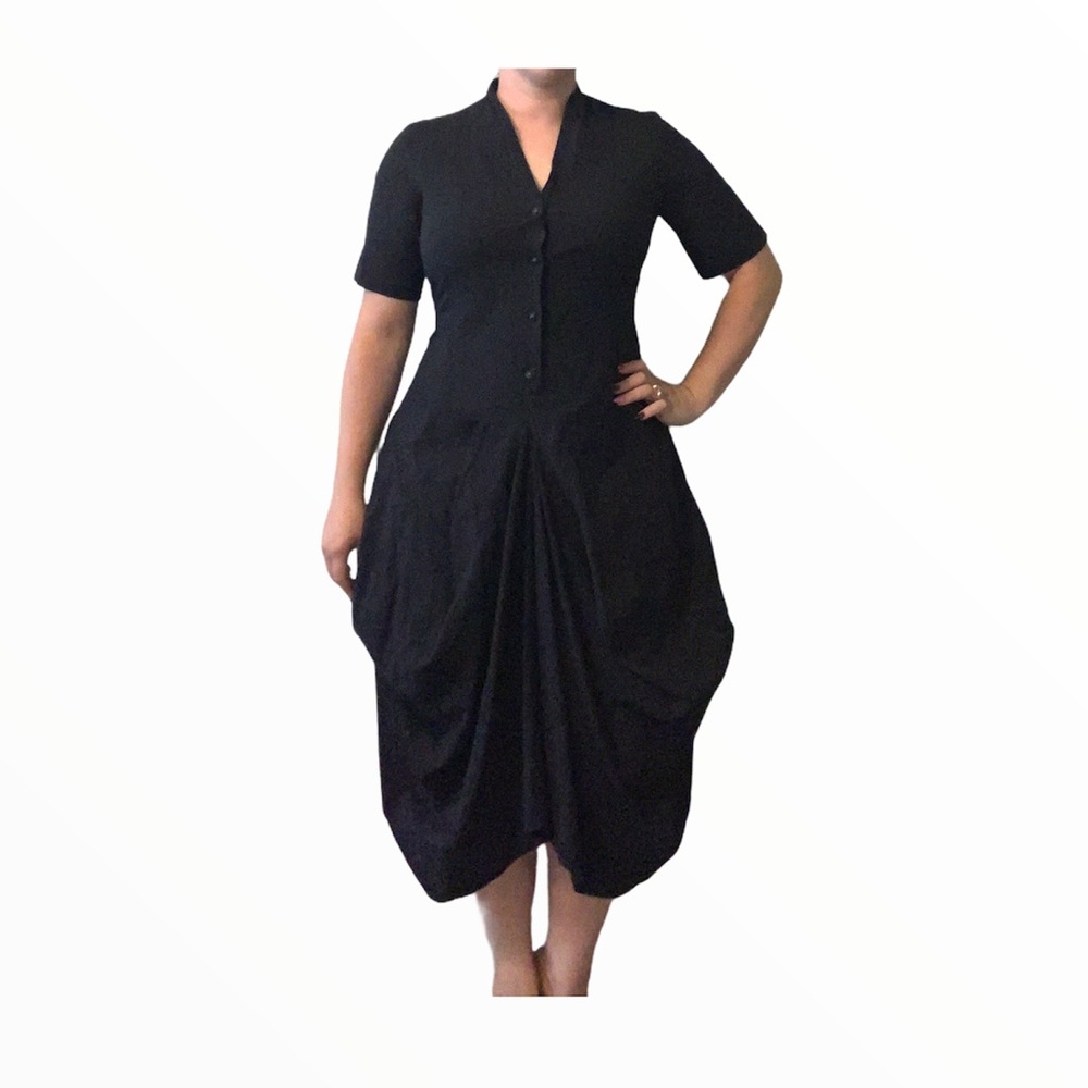 Lunn by Lilith black boho button pleated dress